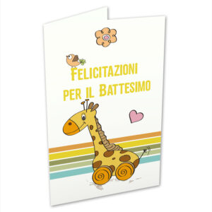 Biglietto battesimo con giraffa