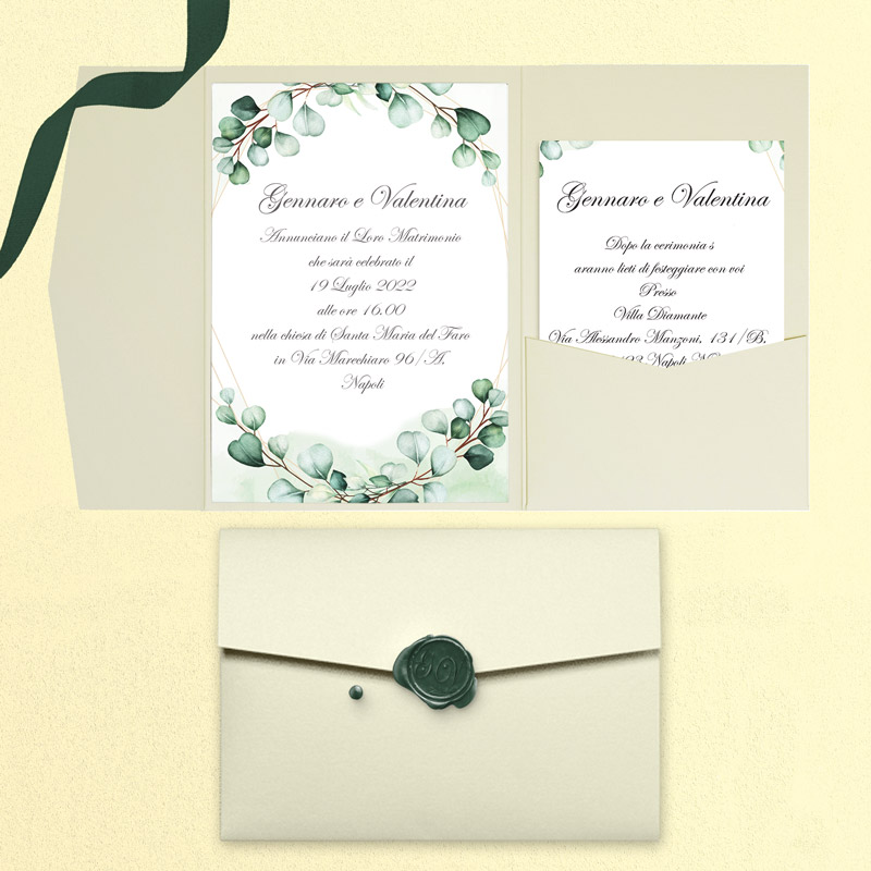 Partecipazioni matrimonio personalizzate - inviti nozze pocketfold