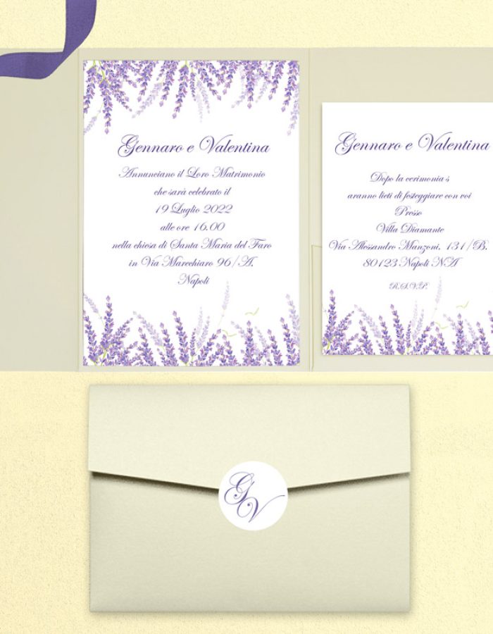 Partecipazione Cofanetto Pocket Fold lavanda