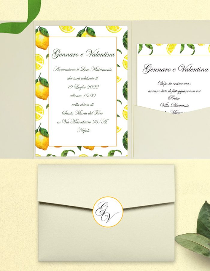 Partecipazione Cofanetto Pocket Fold limoni